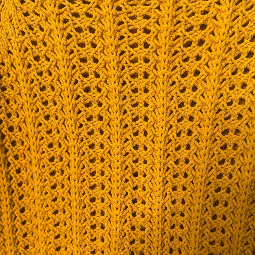 J Crew Openwork Knit Sweater Golden Mustard